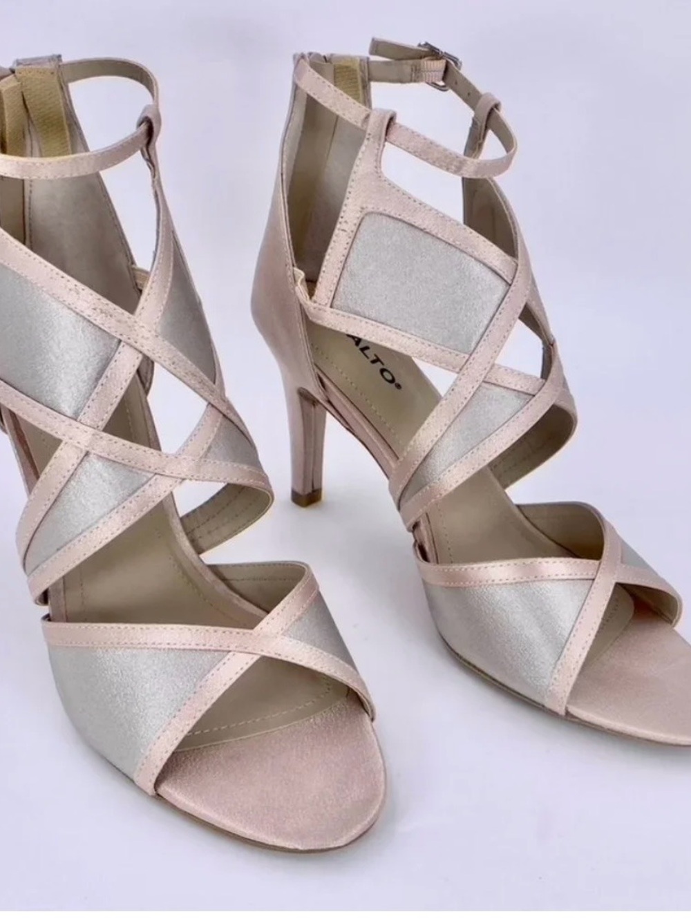 Rialto Sparkle Strappy Ivory High-Heel Sandals